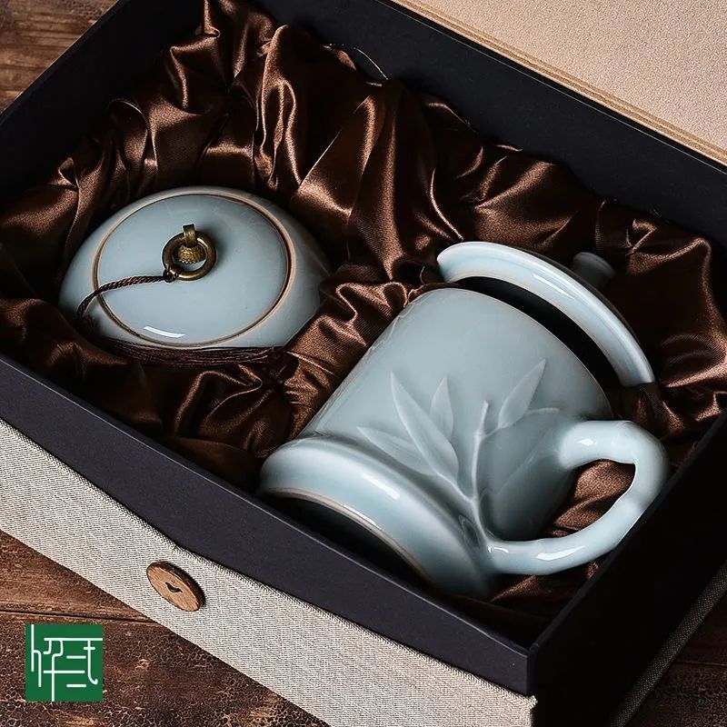 湖南陶瓷茶杯会议杯水杯高档礼盒套装