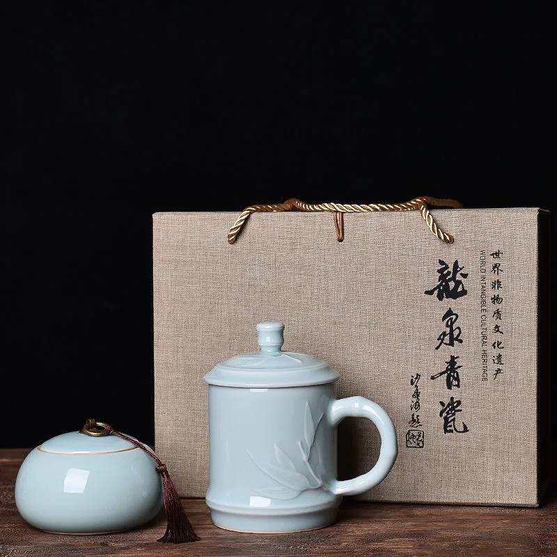 湖南陶瓷茶杯会议杯水杯高档礼盒套装
